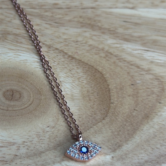 ✨2X Host Pick✨Sapphire Evil Eye Necklace- Rose Gold - Picture 11 of 11